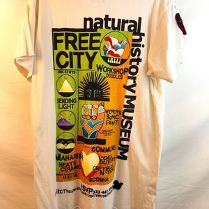 Free City - RARE - Natural History Museum 2009 Invite - White XL Printed T-Shirt